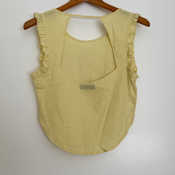 Yellow Linen Ruffle Sleeve Tank Top - Picture 3 of 3